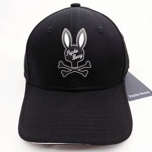 Psycho Bunny Curved Bill Mesh Strapback Hat Cap Black Youth